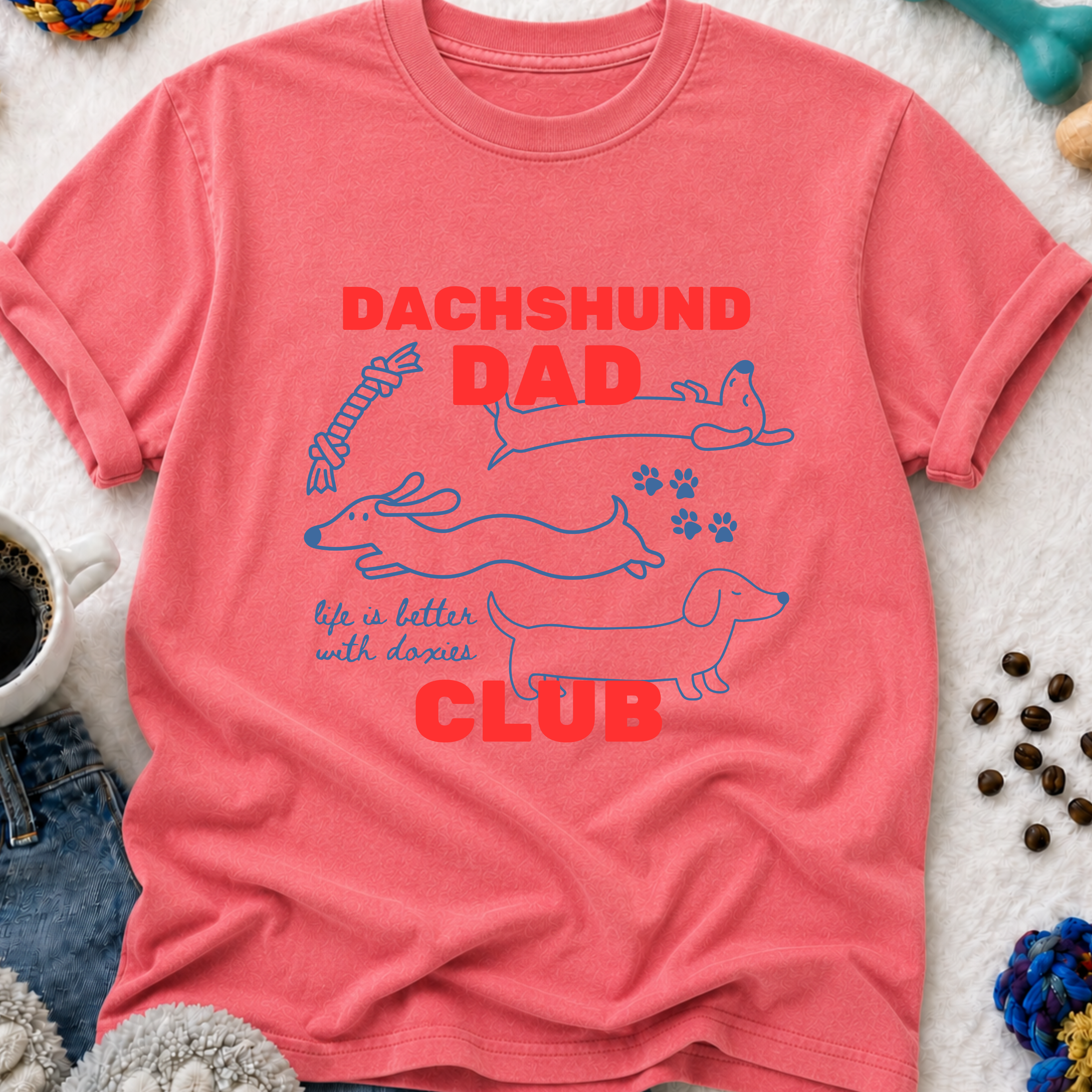 Dachshund Dad Club T-Shirt — "Life Is Better With Doxies" Pet Dad Tee